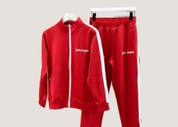 Tuta con cerniera Palm Angels rossa bianca